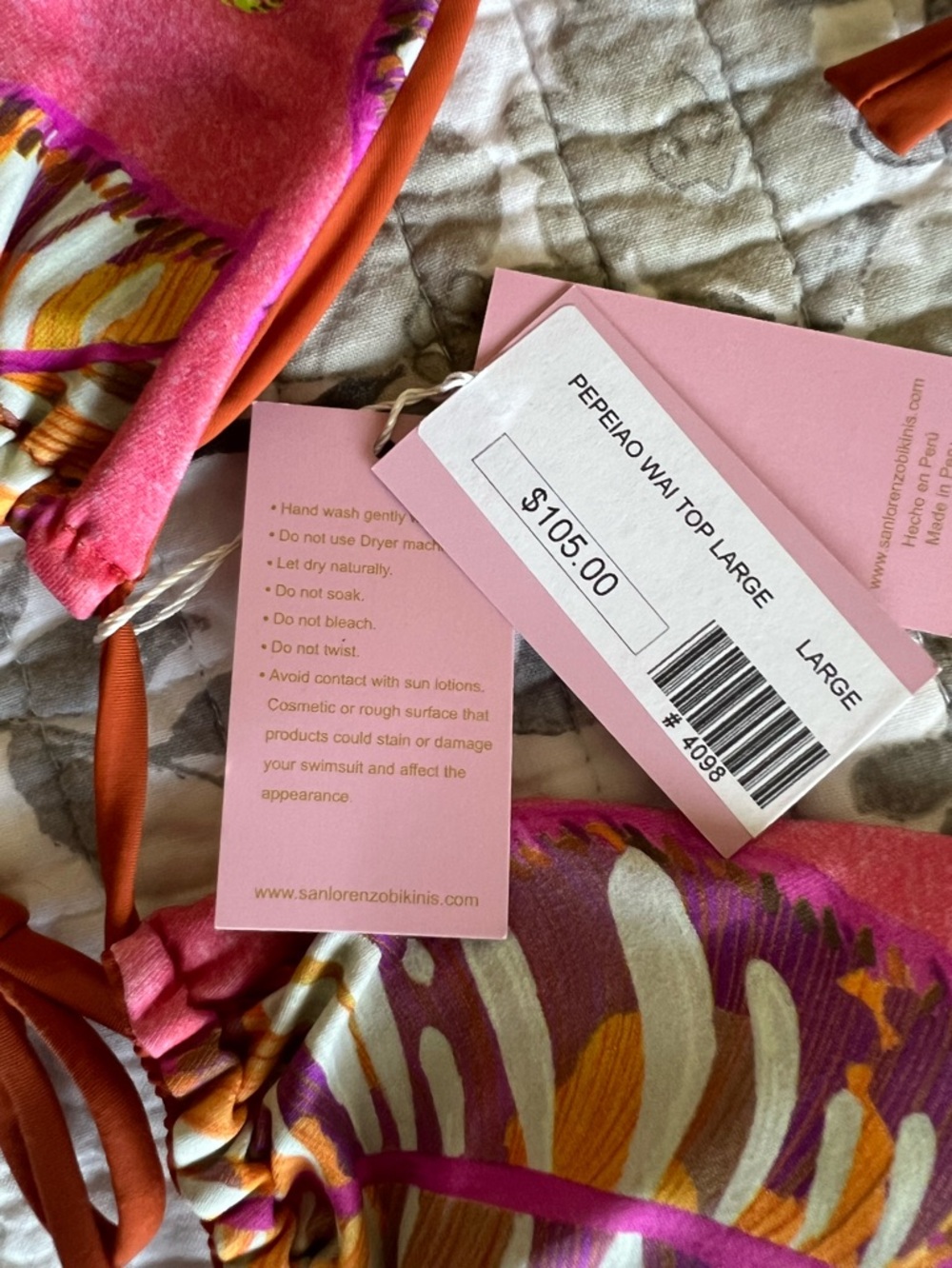 San Lorenzo NWT Pepeiao Wai Reversible Bikini in Rust Orange and Pink • L - Picture 4 of 8